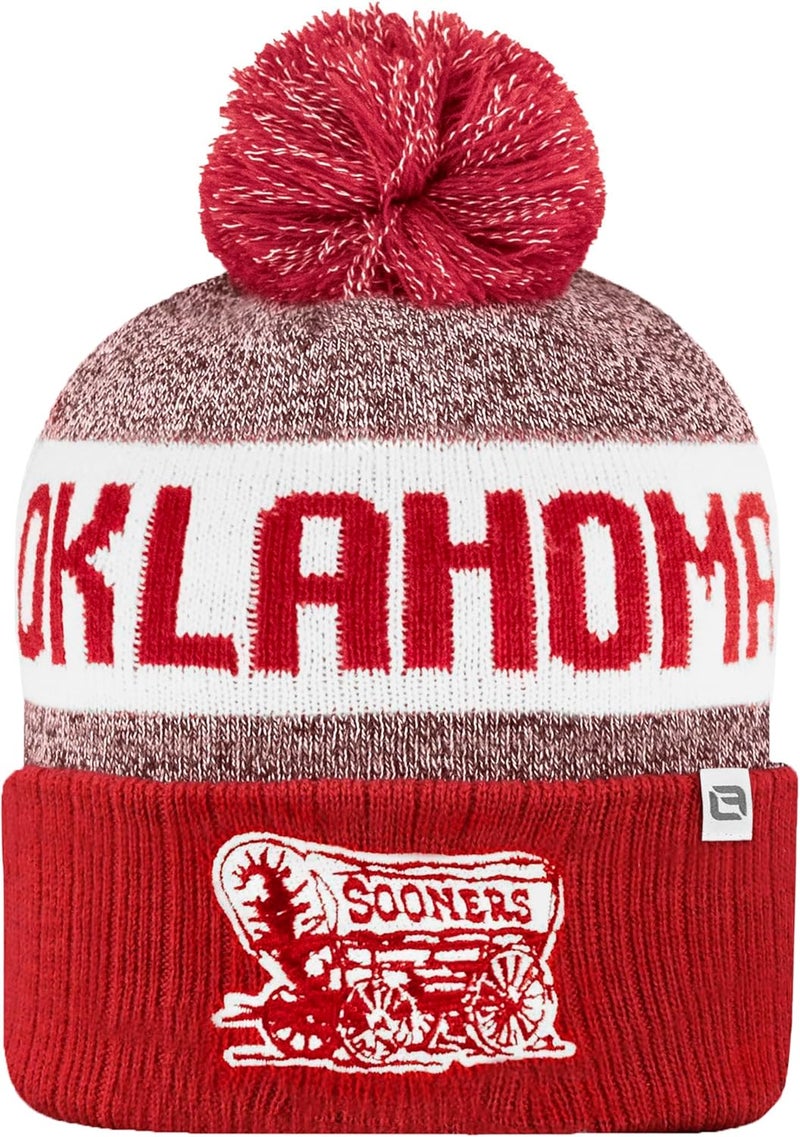 LogoFit NCAA Team Color-Embroidered Logo -Cuffed Knit Skully Beanie Pom Hat-OSFM - Image 2